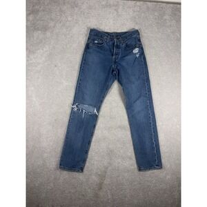 womens levis premium denim 501s button‎ fly distressed 26x28 Mid Rise